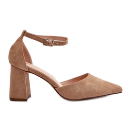 High-Heel-Pumps mit spitzen Zehen Beige Eco-Wildleder Halene