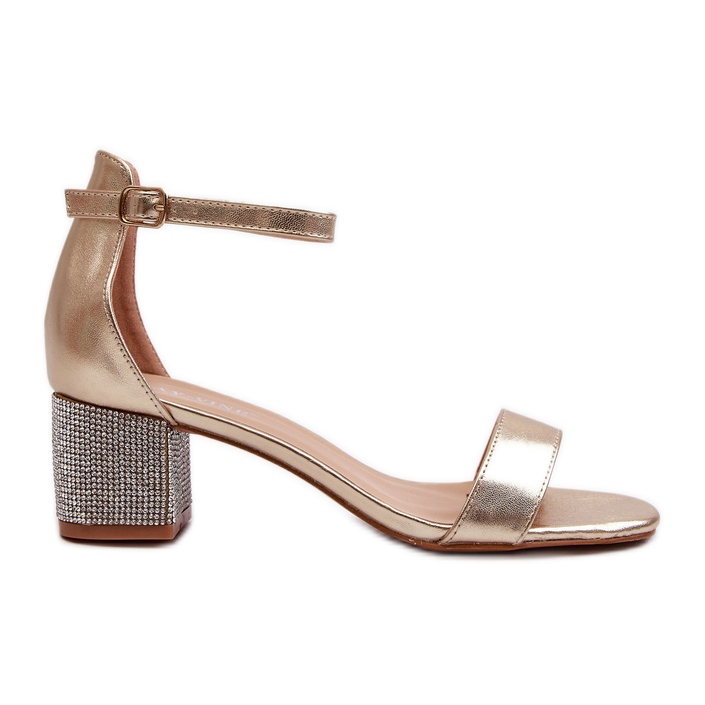 Damensandalen aus Öko-Leder mit verzierten High Heels, Golden Wiatalia