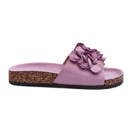 Damen-Flip-Flops auf Korkplattform aus Öko-Wildleder, Lila Jaihini violett
