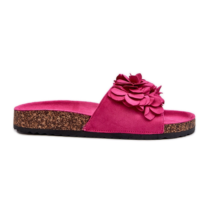 Damen-Flip-Flops auf Korkplattform aus Öko-Wildleder in Fuchsia von Jaihini rosa