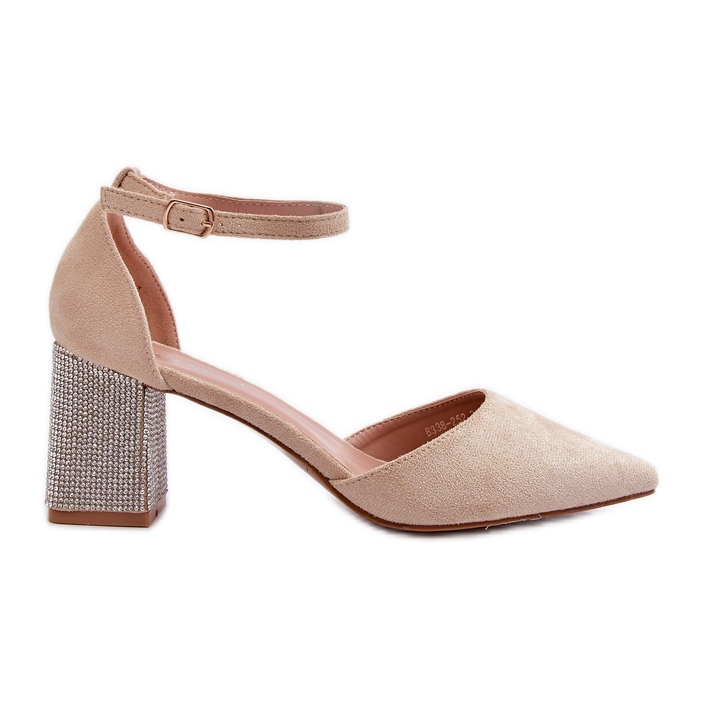 Beige Pumps aus Öko-Wildleder auf verziertem Absatz von Anlitela