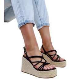 Schwarze Mara-Keilsandalen