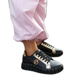 Schwarz-goldene Sneaker mit massiver Bionda-Sohle