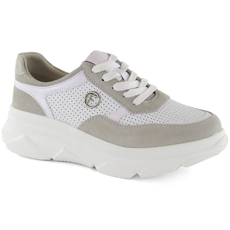 Beige Damen-Sportschuhe aus Leder Filippo DP6108 weiß