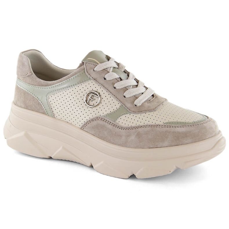 Beige Damen-Sportschuhe aus Leder Filippo DP6108/24 BE