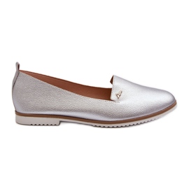 Damen Mokassins mit flachem Absatz Silber Enzla