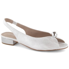 Silberne Damen-Sandalen mit niedrigem Absatz T.Sokolski 136
