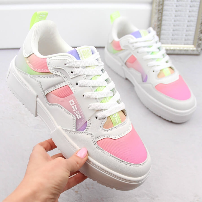 Mehrfarbige Plateau-Sportschuhe für Damen Big Star NN274359 weiß