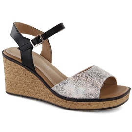 Silberne Damen-Keilsandalen Sergio Leone SK229