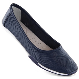Durchbrochene Slip-On-Ballerinas für Damen aus Leder, Marineblau Filippo DP3681