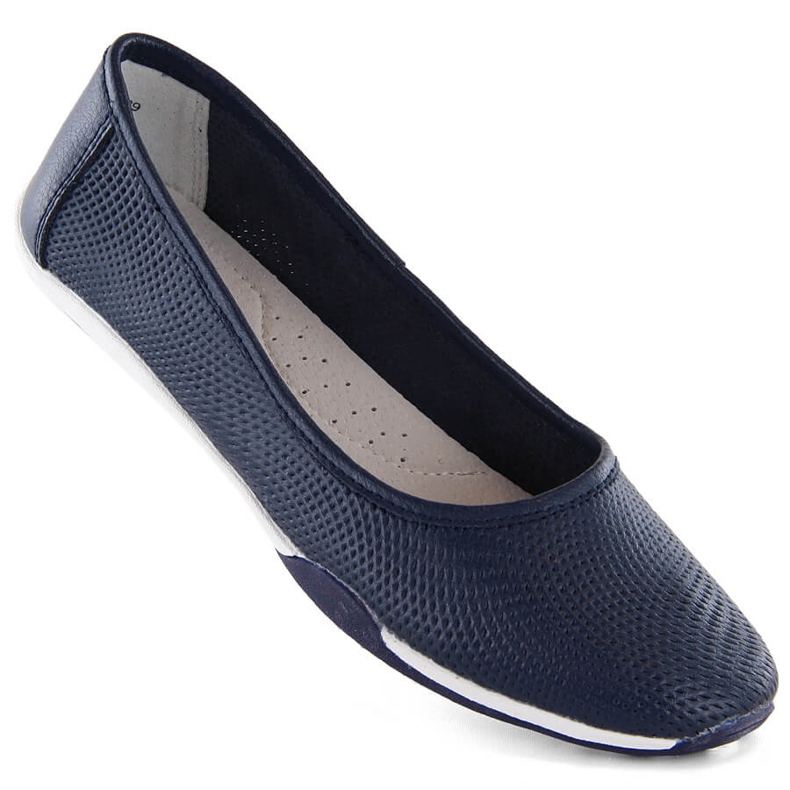 Durchbrochene Slip-On-Ballerinas für Damen aus Leder, Marineblau Filippo DP3681