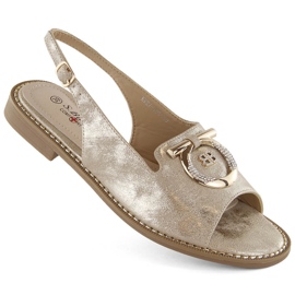 Bequeme Damensandalen mit Goldverzierung S.Barski 053 golden