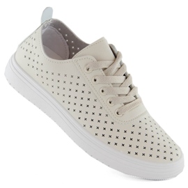 Durchbrochene Damen-Sportschuhe, beige Sabatina 0819