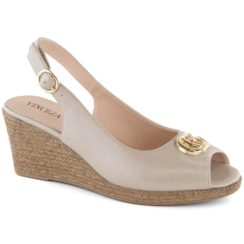 Damen-Keilsandalen mit Verzierung, beige Vinceza 58300