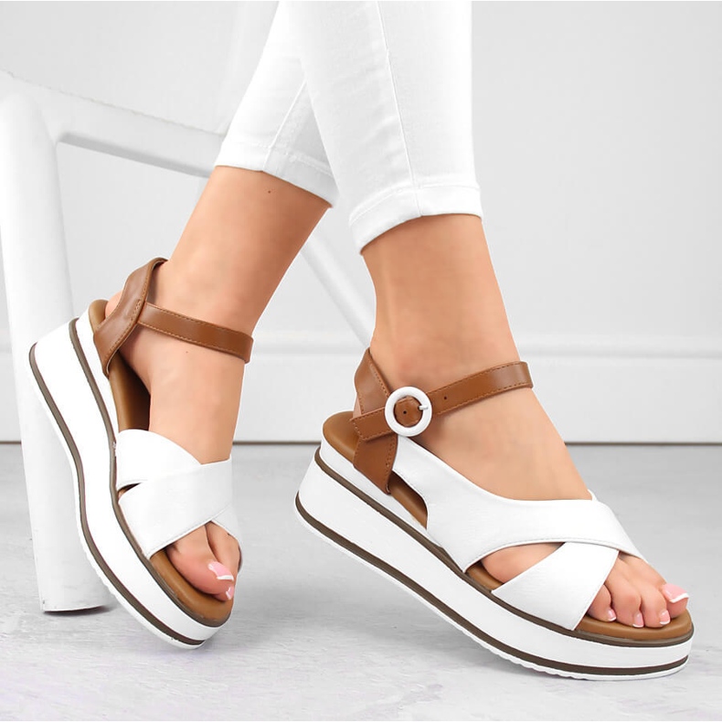 Weiße Damen-Keilsandalen Vinceza 17350