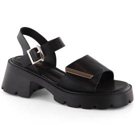 Schwarze Damen-Sandalen mit hohen Absätzen und Plateausohle Vinceza 36257