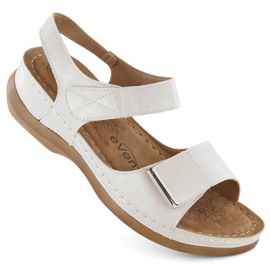 Bequeme silberne Damensandalen mit Klettverschluss, eVento 0146