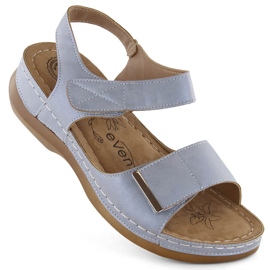 Bequeme Damensandalen mit Klettverschluss, blau eVento 0146