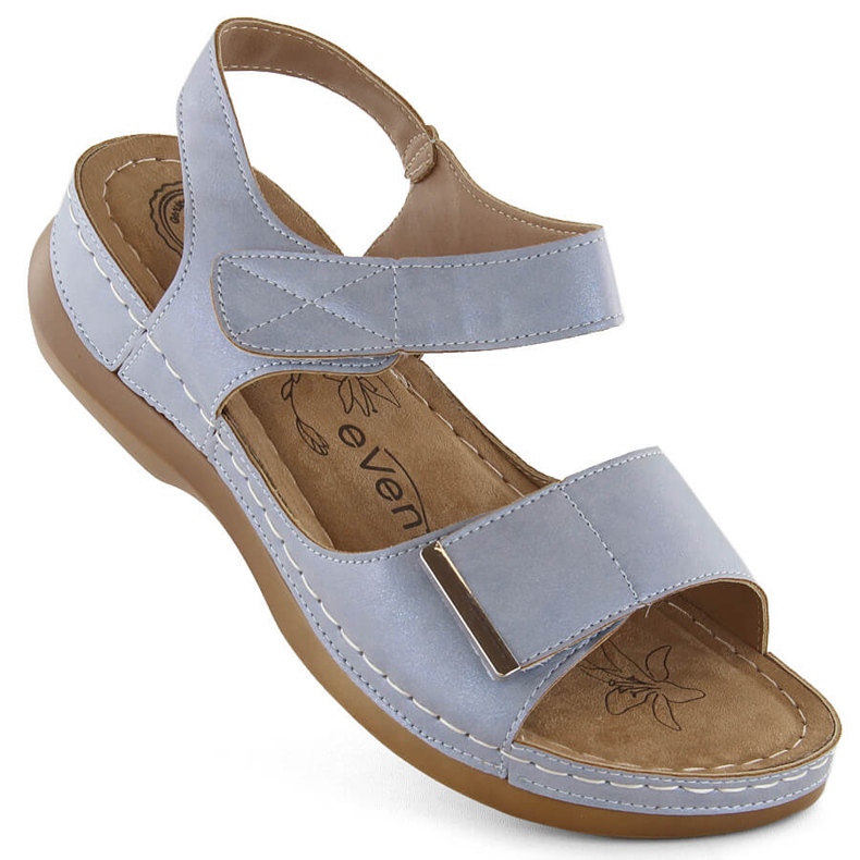 Bequeme Damensandalen mit Klettverschluss, blau eVento 0146