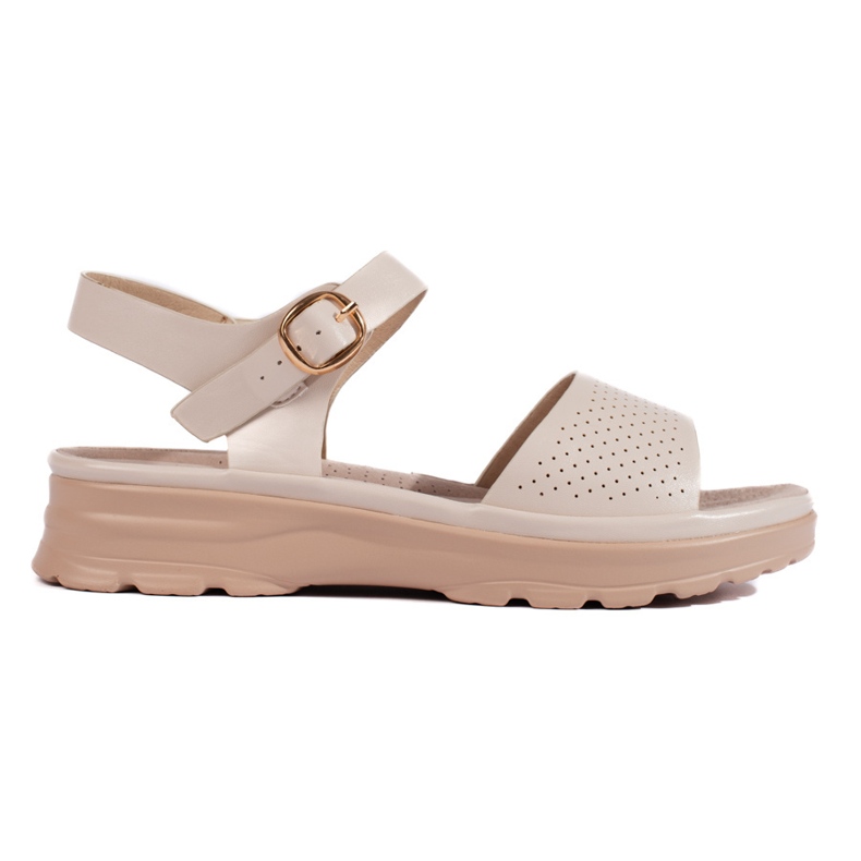 Goodin Bequeme beige Damensandalen