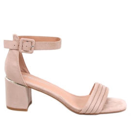 Rondeu Khaki Damen-Sandalen mit hohen Absätzen beige