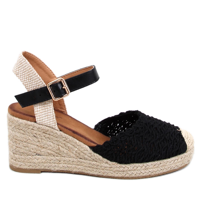 Schwarze Espadrille-Keilsandalen von Morelli