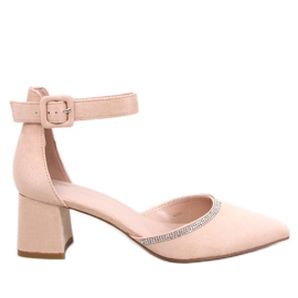 Bardini Nude-Pumps mit Knöchelriemen und hohen Absätzen beige