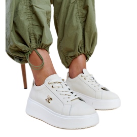 Hellbeige Ledersneaker mit hoher Sohle, Melita