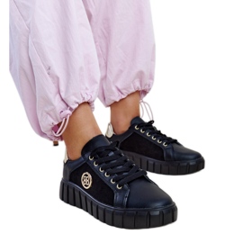 Schwarze Ledersneaker mit massiver Viera-Sohle