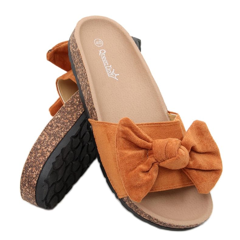 Kiara Camel Hausschuhe aus Kork braun