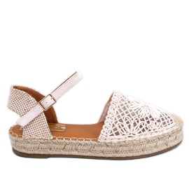 Premat Beige durchbrochene Espadrille-Sandalen