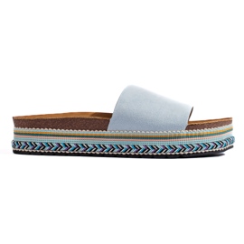 Blaue Plateau-Flip-Flops für Damen