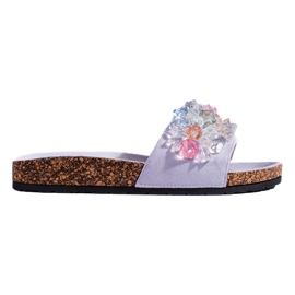 Lila Wildleder-Flip-Flops für Damen