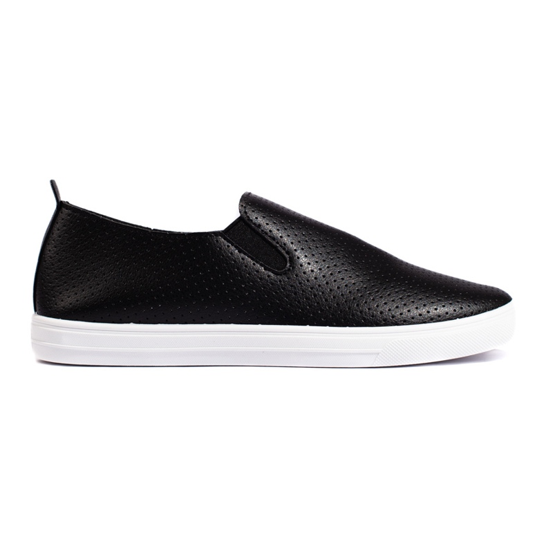Durchbrochene Slip-On-Sneaker, schwarz