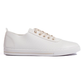 Durchbrochene Damen-Sneaker in Weiß und Beige