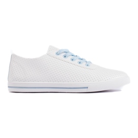 Durchbrochene Damen-Sneaker in Weiß und Blau