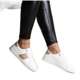 Weiß-goldene Sneakers mit dekorativem Grada-Streifen