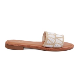 Damen-Flip-Flops mit flachem Absatz Beige Traivea