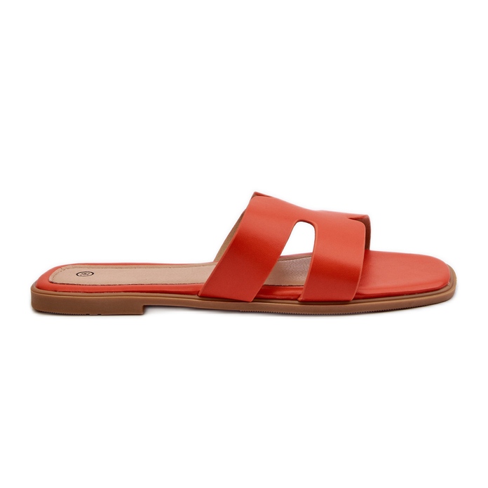 Flache Damen-Flip-Flops mit Ausschnitten Orange Fiviama