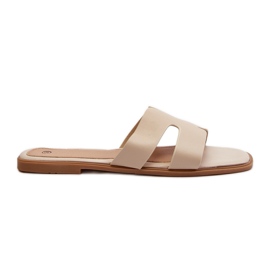 Flache Damen-Flip-Flops mit Ausschnitten Beige Fiviama