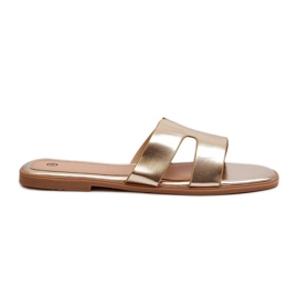 Flache Damen-Flip-Flops mit Ausschnitten Gold Fiviama golden