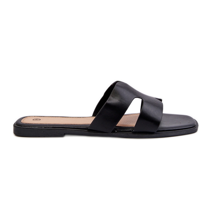 Flache Damen-Flip-Flops mit Ausschnitten in Schwarz von Fiviama