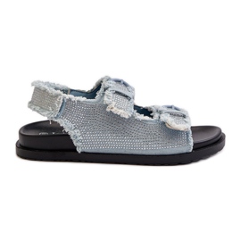Verzierte Denim-Sandalen für Damen in Blau Irmale
