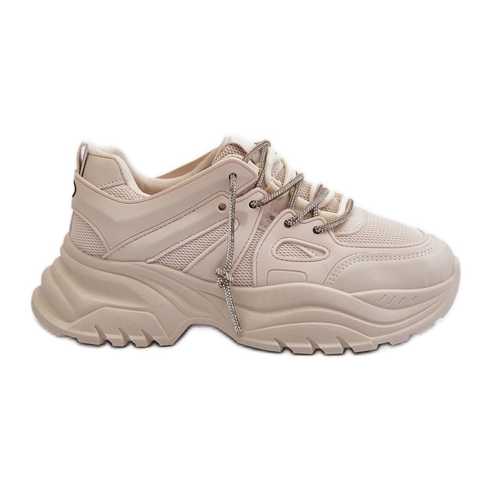 Damen-Sneaker auf massiver Sohle mit Zierschnürung Beige Relissa