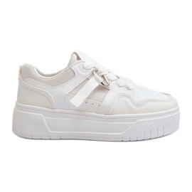 Damen-Plateau-Sneaker aus Öko-Leder, White Moun weiß