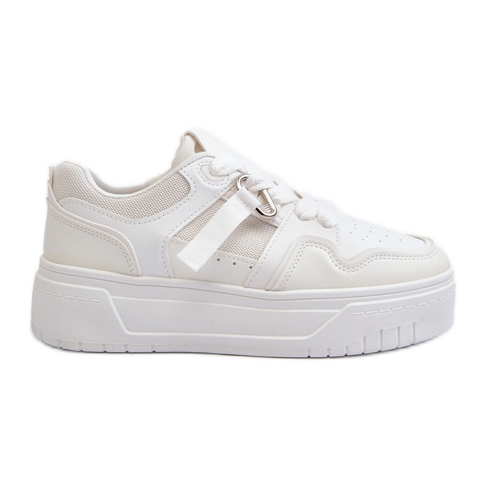 Damen-Plateau-Sneaker aus Öko-Leder, White Moun weiß