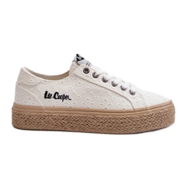 Damen-Spitzensneaker mit Zopfmuster Lee Cooper LCW-24-44-2425 Weiß