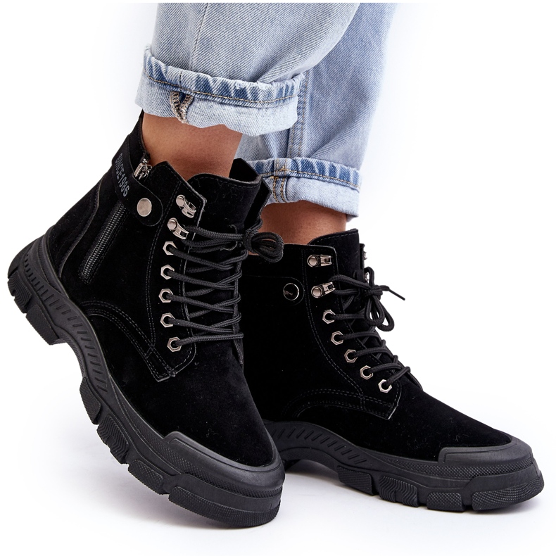 PS1 Jailina isolierte Trapper-Stiefeletten aus Wildleder für Damen schwarz