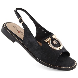 Bequeme Sandalen mit Verzierung S.Barski W OLI256A, schwarz