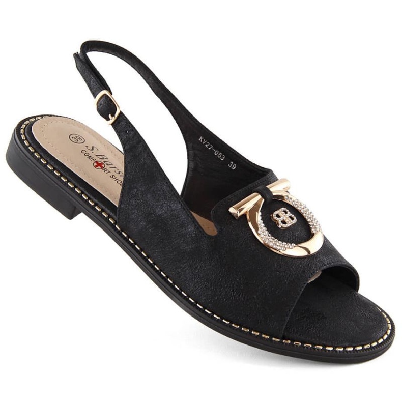 Bequeme Sandalen mit Verzierung S.Barski W OLI256A, schwarz